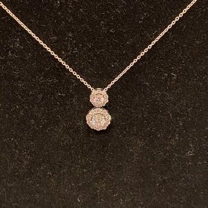 Double CZ pendant, Sterling Silver necklace